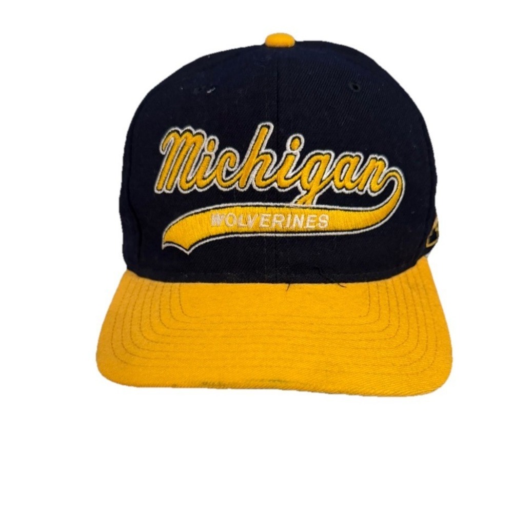 Vintage Starter The Natural Michigan Wolverines Wool Snapback Hat Cap 90s